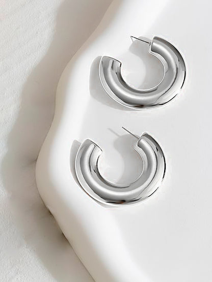 Silver Plated Half Hoop Earrings