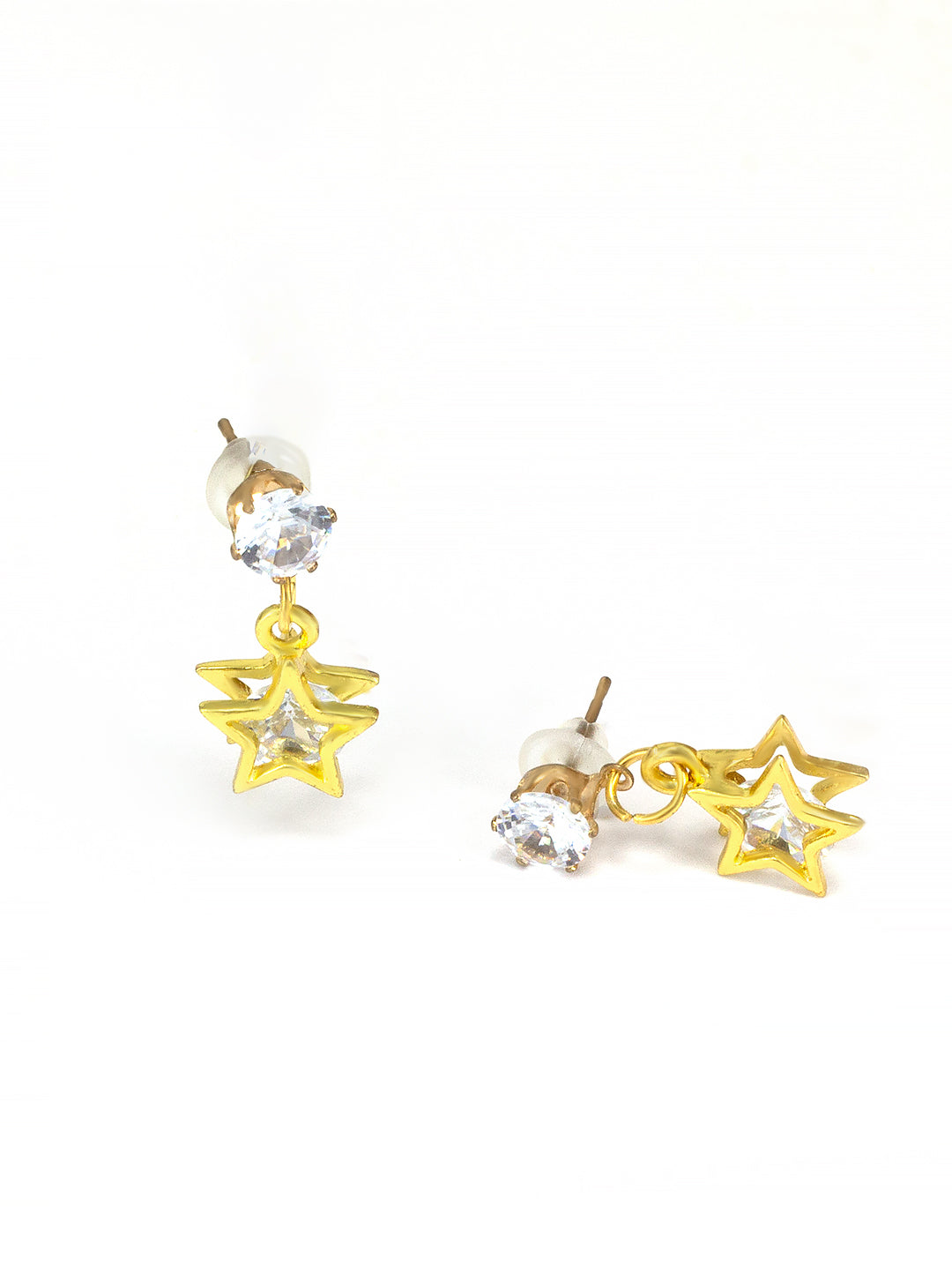 Gold Plated Star Drop Earrings