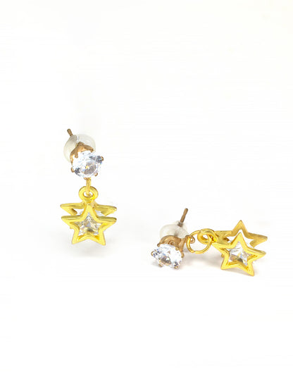 Gold Plated Star Drop Earrings