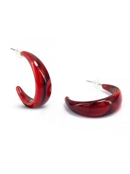 Red Half Hoop Earrings