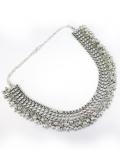 Silver Oxidised Artificial Beads Jewellery Set