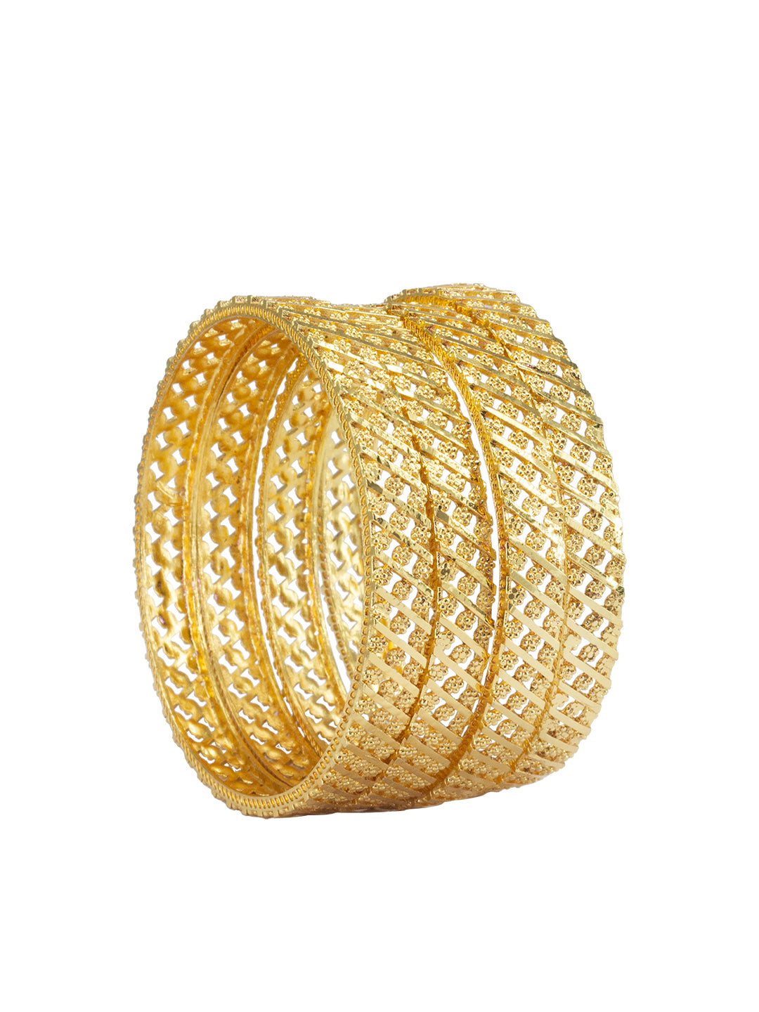 Set of 4 Gold Plated Floral Bangles