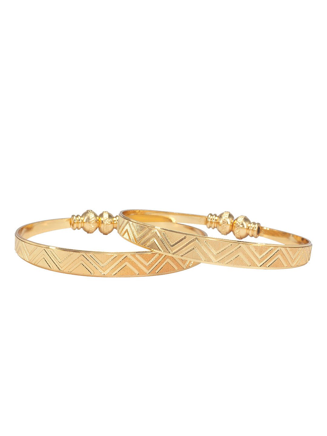 Gold Plated Kada Style Adjustable Bangle Pair