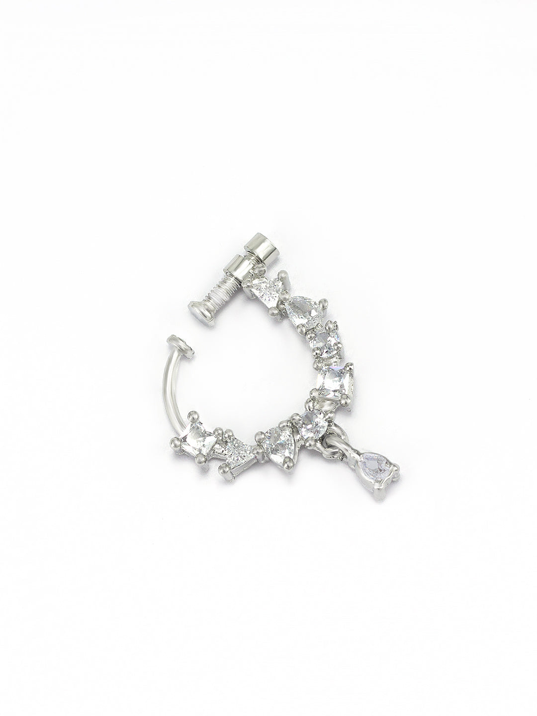 Rhodium Plated American Diamond Studded Nosepin