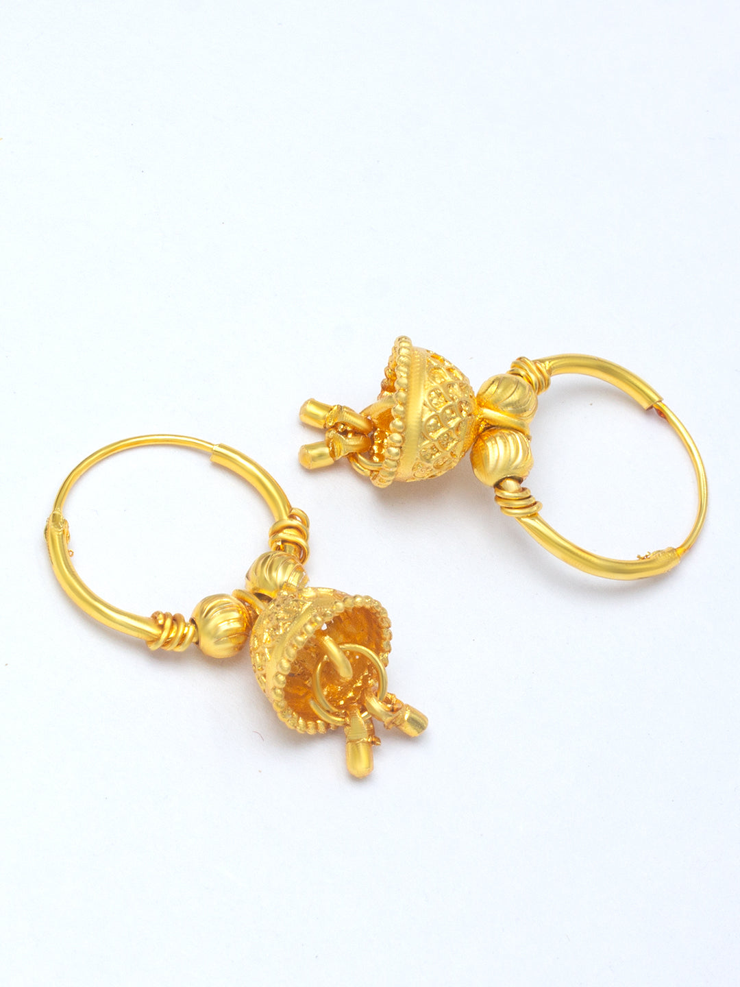 Gold-Plated Dome Shaped Hoop Earrings