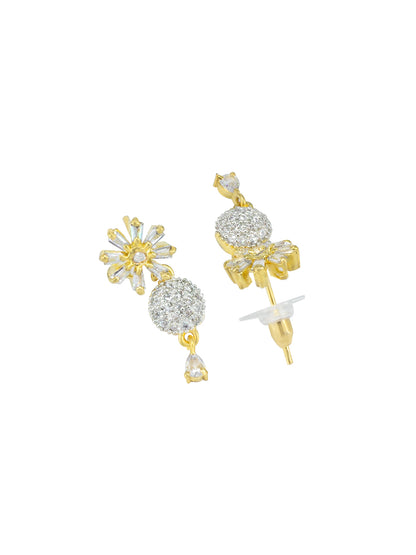 Gold Plated Floral American Diamond Studded Jewellery Set