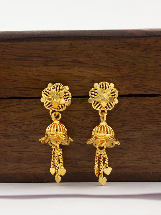 Gold Plated Floral Jhumki Drop Earrings