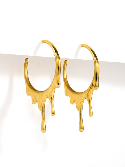 Gold Plated Drip Half Hoop Trendy Earrings