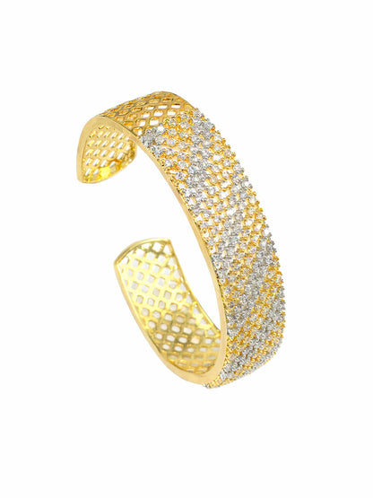 Gold Plated American Diamond Studded Cuff Bracelet