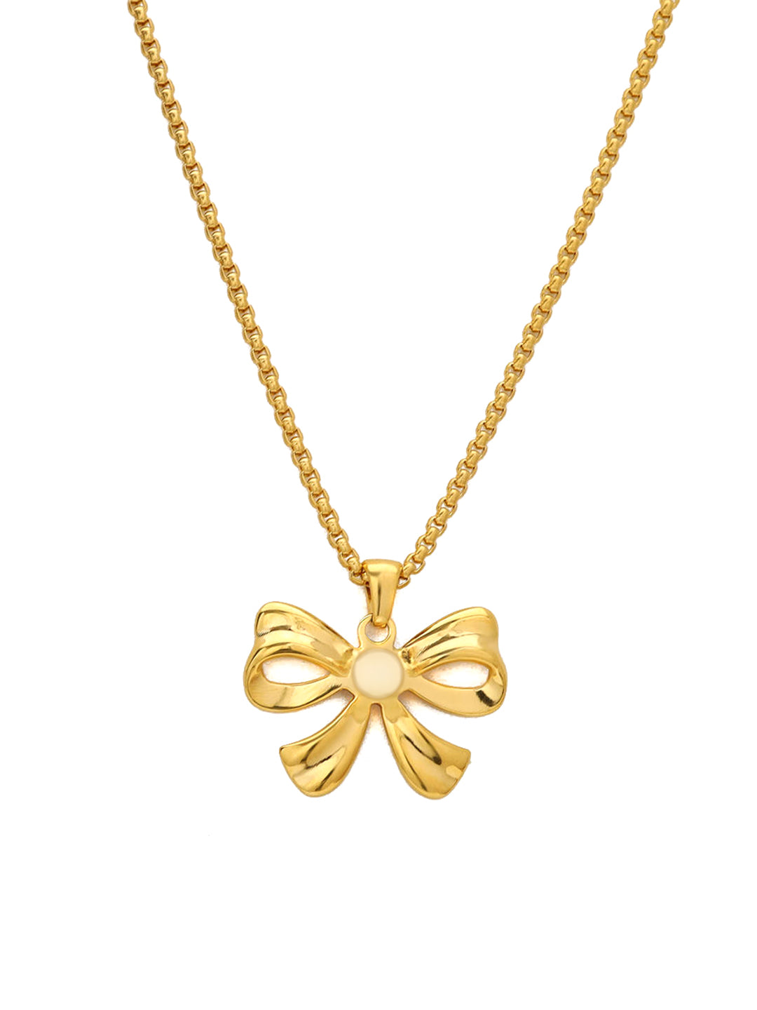 Stainless Steel Bow Chain Necklace | Trendy Anti Tarnish Bow Pendant Style Chain Necklace