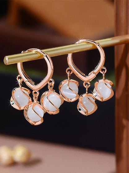 Rose Gold Plated Contemporary Hoop Earrings