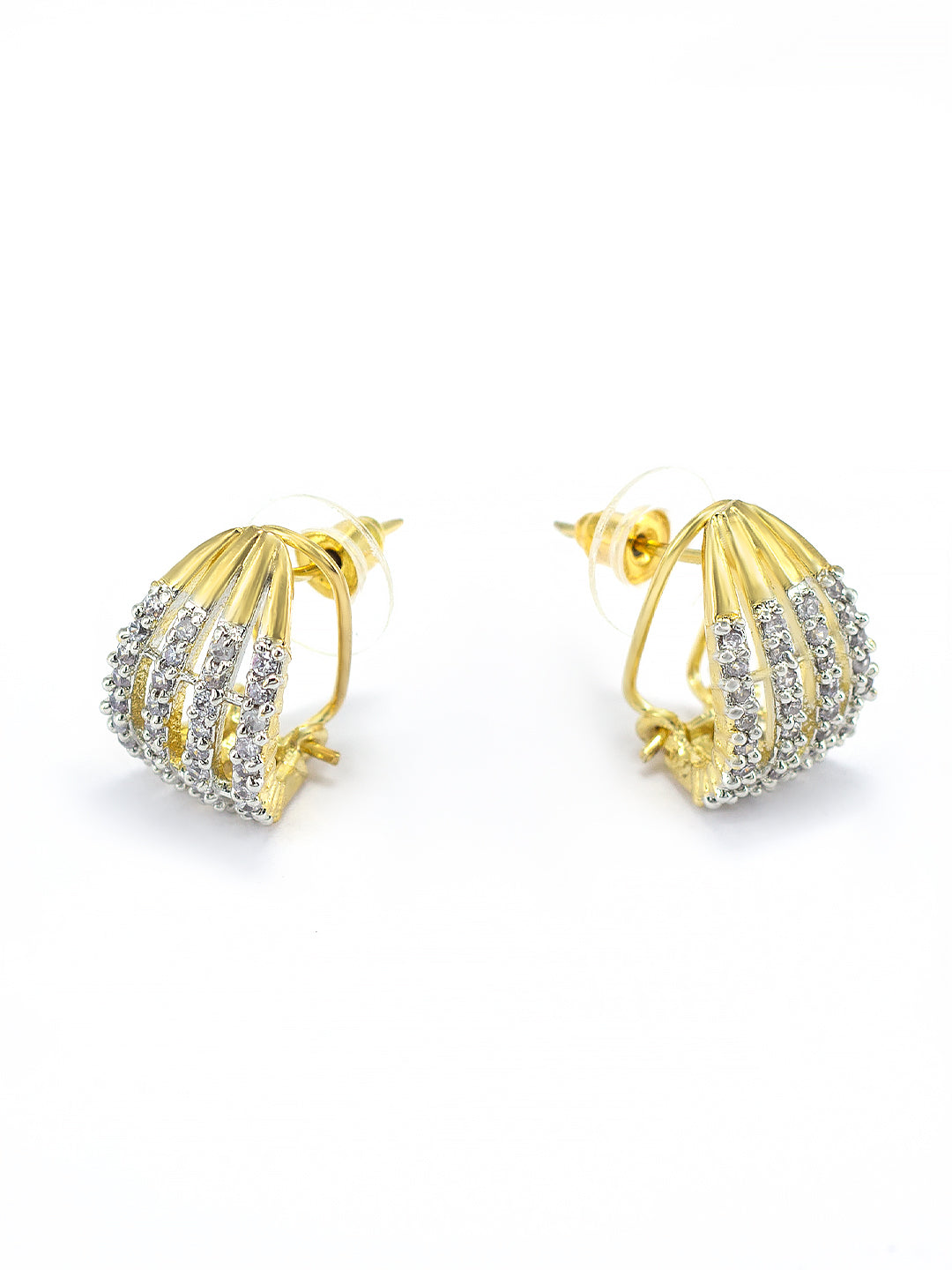 Gold Plated American Diamond Studded Stud Earrings