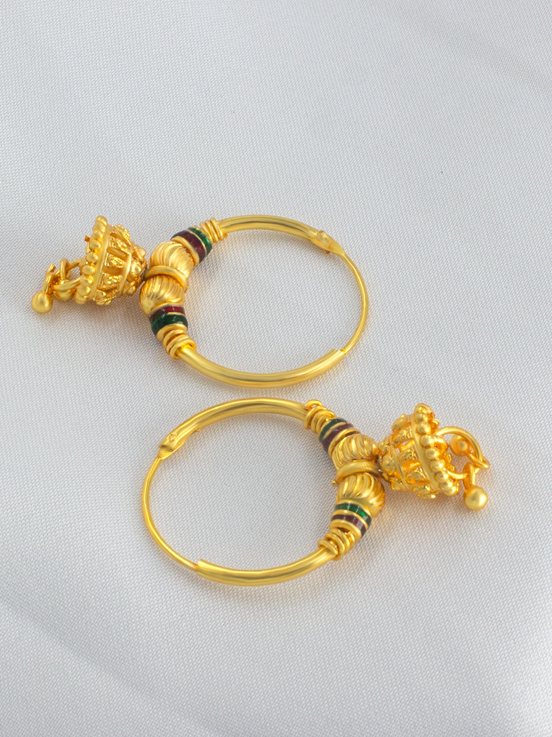 Gold-Plated Dome Shaped Hoop Earrings