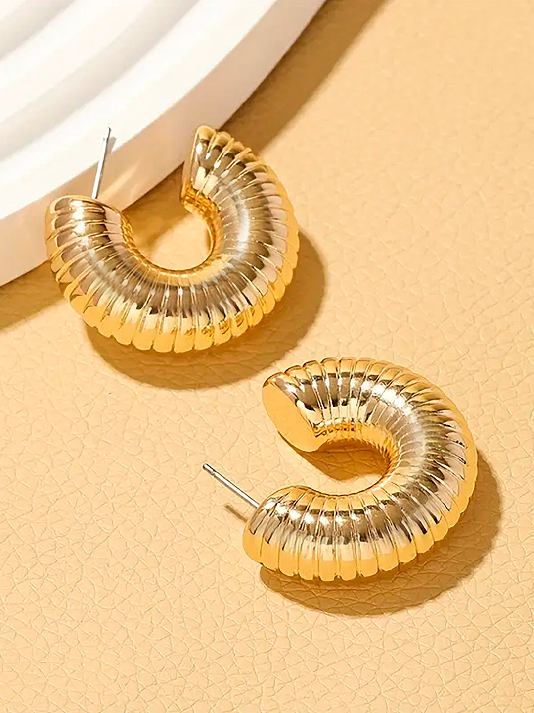 Gold Plated Half Hoop Earrings For Women