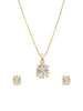 Gold Plated Square American Diamond Pendant Set