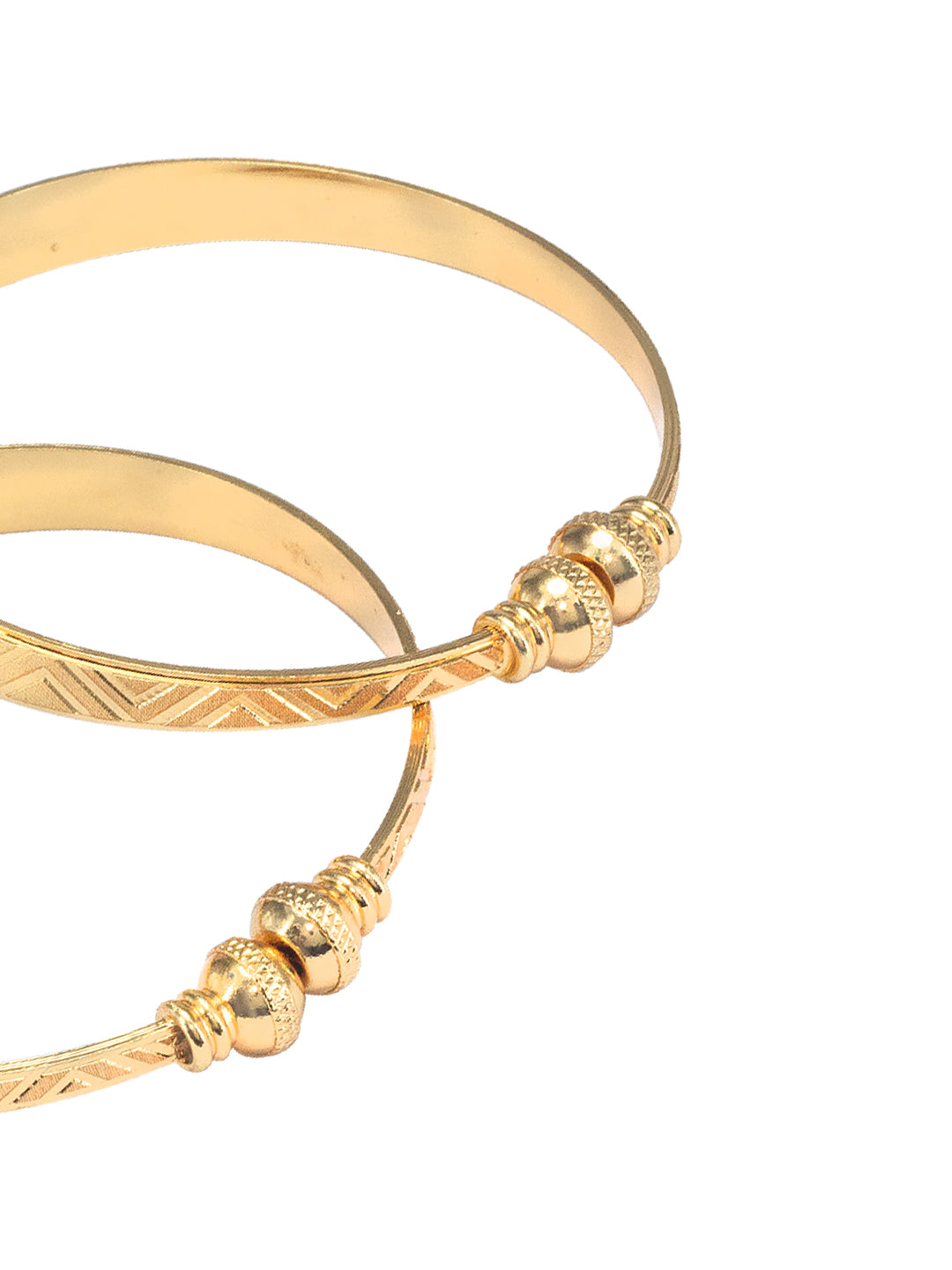 Gold Plated Kada Style Adjustable Bangle Pair