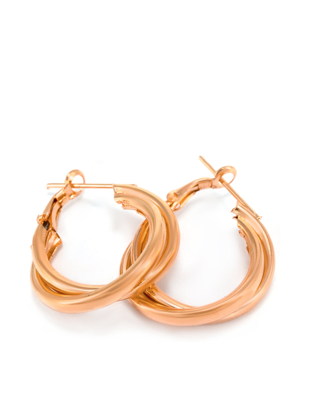 Set of 5 Rose Gold Hoops & Studs Earrings