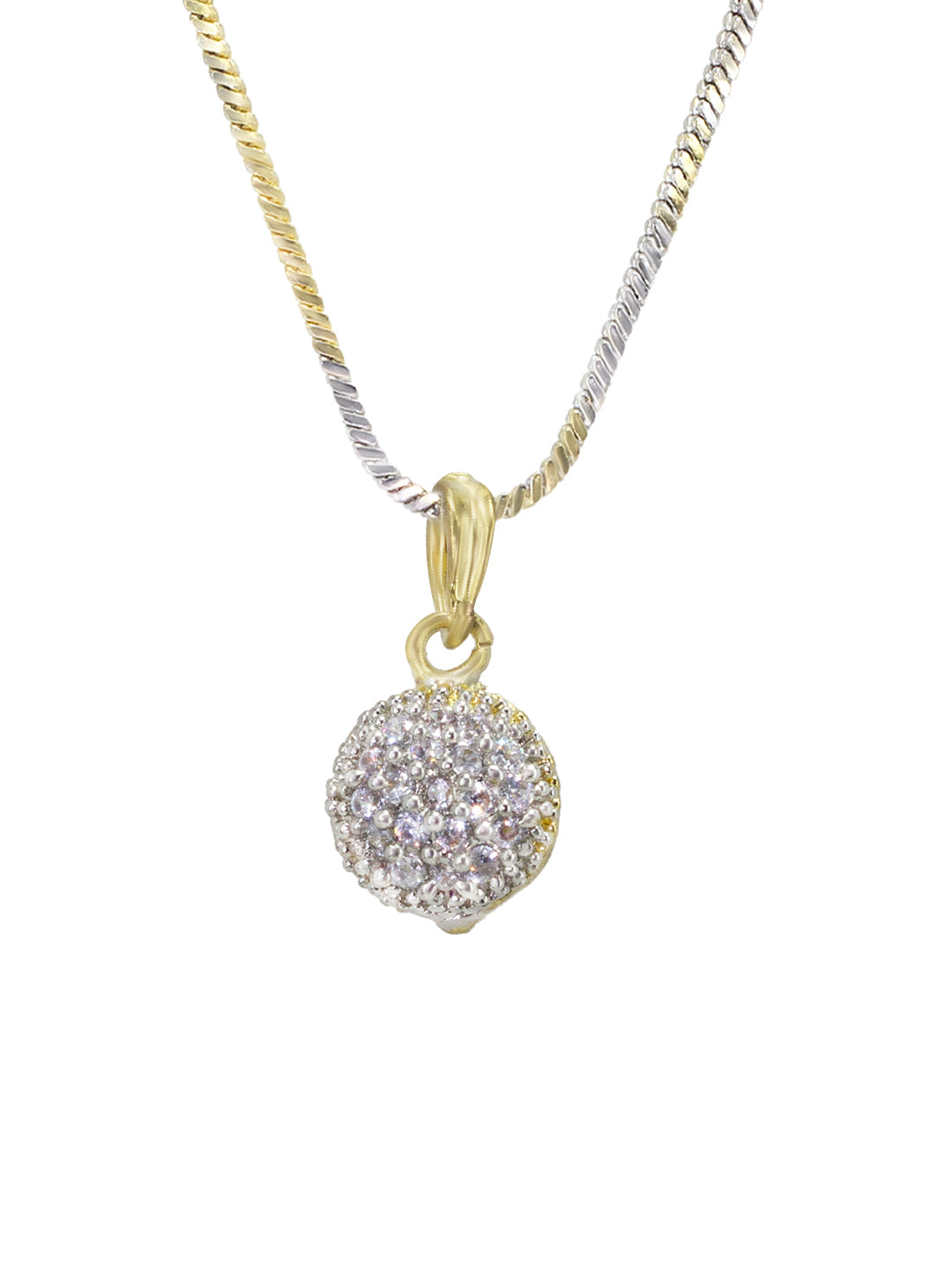 Gold Plated Ball American Diamond Pendant Set