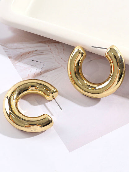 Gold Plated Half Hoop Earrings For Women