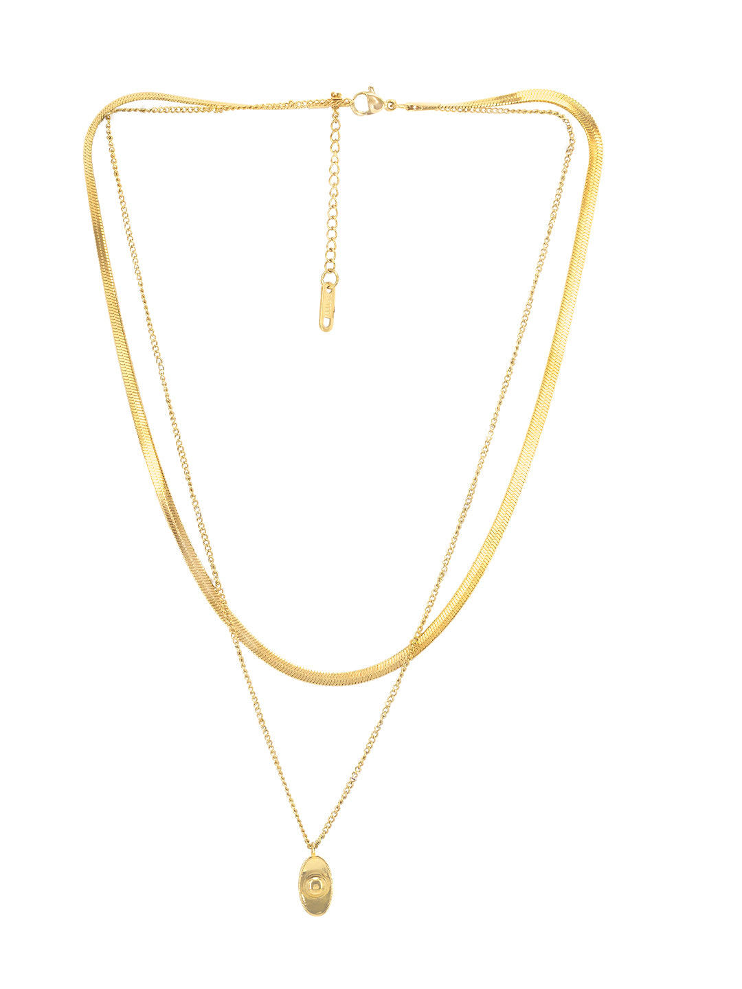 Double Layered Oval Chain Necklace | Trendy Anti Tarnish Heart Chain Necklace