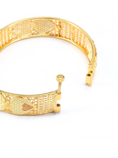 Gold Plated Chunky Heart Meenakari Bangle Pair