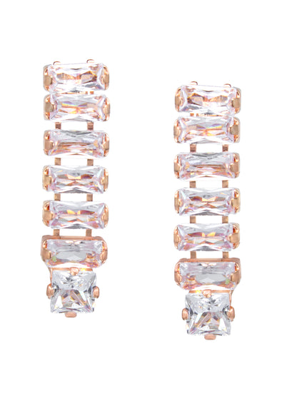 Rose Gold Plated Cubic Zirconia Studded Jewellery Set With Adjustable Ring