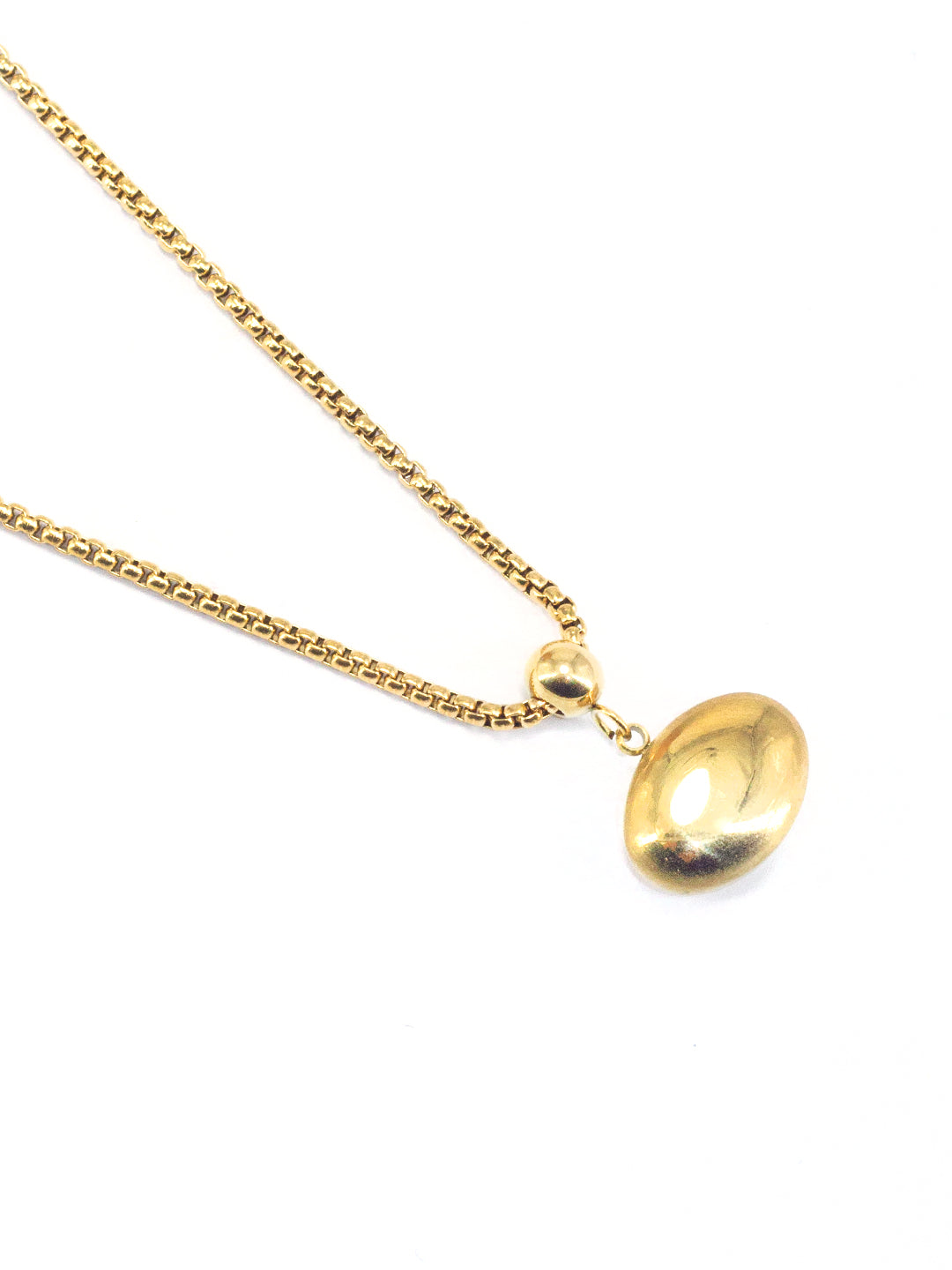 Anti Tarnish Oval Chain Necklace | Trendy Gold Plated Stainless Steel Oval Pendant Style Chain Necklace