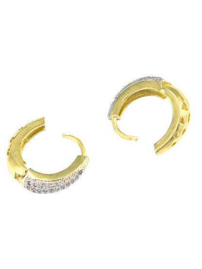 Gold Plated American Diamond Studded Hoop Earrings