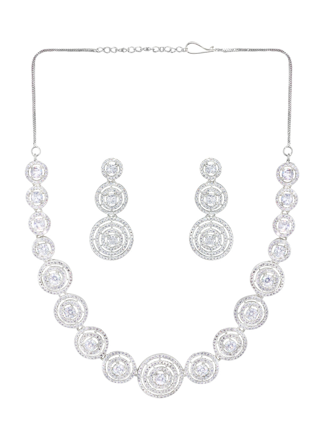 Rhodium Plated American Diamond Trendy Jewellery Set