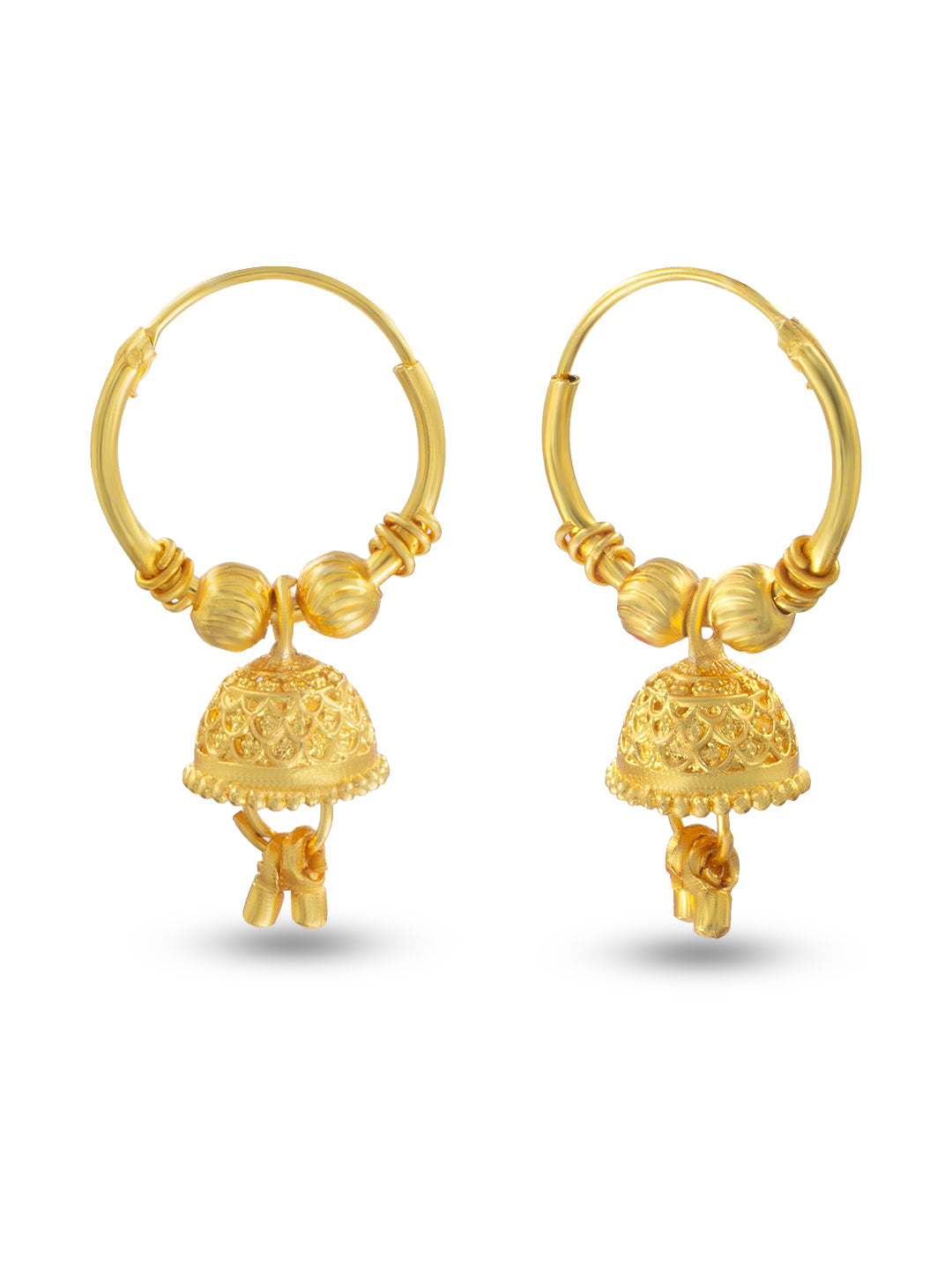 Gold-Plated Dome Shaped Hoop Earrings