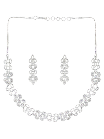 Rhodium Plated American Diamond Jewellery Set