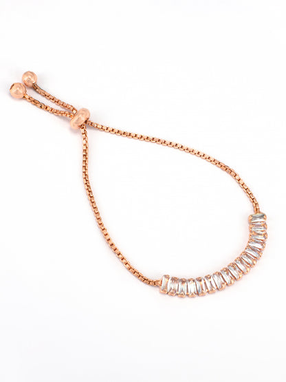 Rose Gold Plated CZ Studded Wrap Bracelet