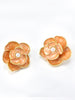 Gold-Plated Pearl Floral Studs Earrings