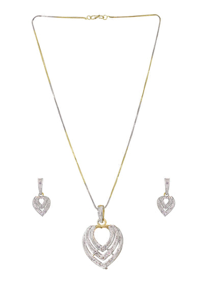 Gold Plated Heart AD Trendy Pendant Set