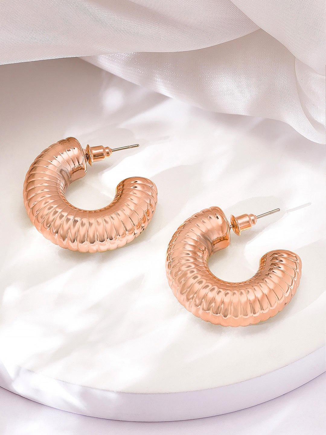 Gold Plated Half Hoop Earrings For Women