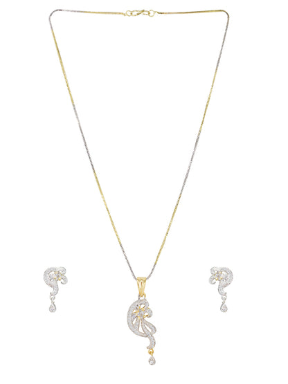 Gold Plated American Diamond Studded Pendant Set