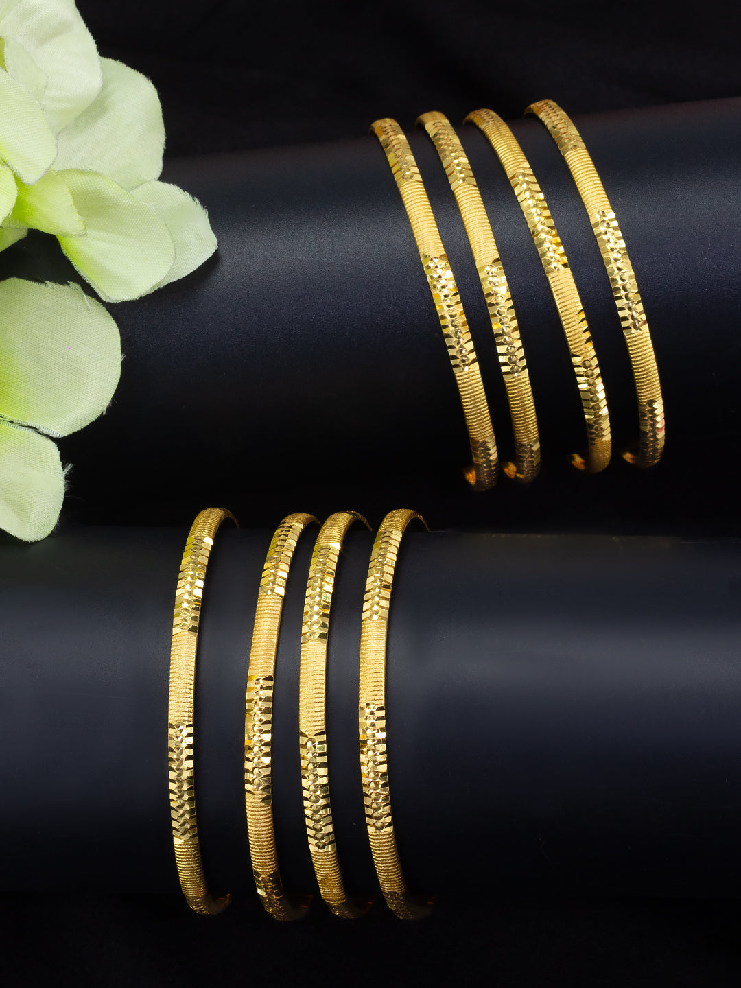 Set Of 8 Gold-Plated Minimal Bangles