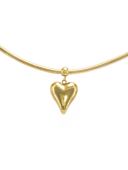 Stainless Steel Heart Hasli Choker Necklace | Trendy Anti Tarnish Gold Plated Choker Necklace