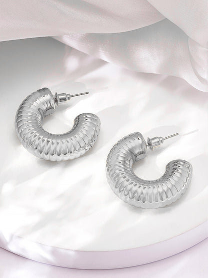 Silver Plated Half Hoop Earrings For Women