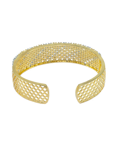 Gold Plated American Diamond Studded Cuff Bracelet