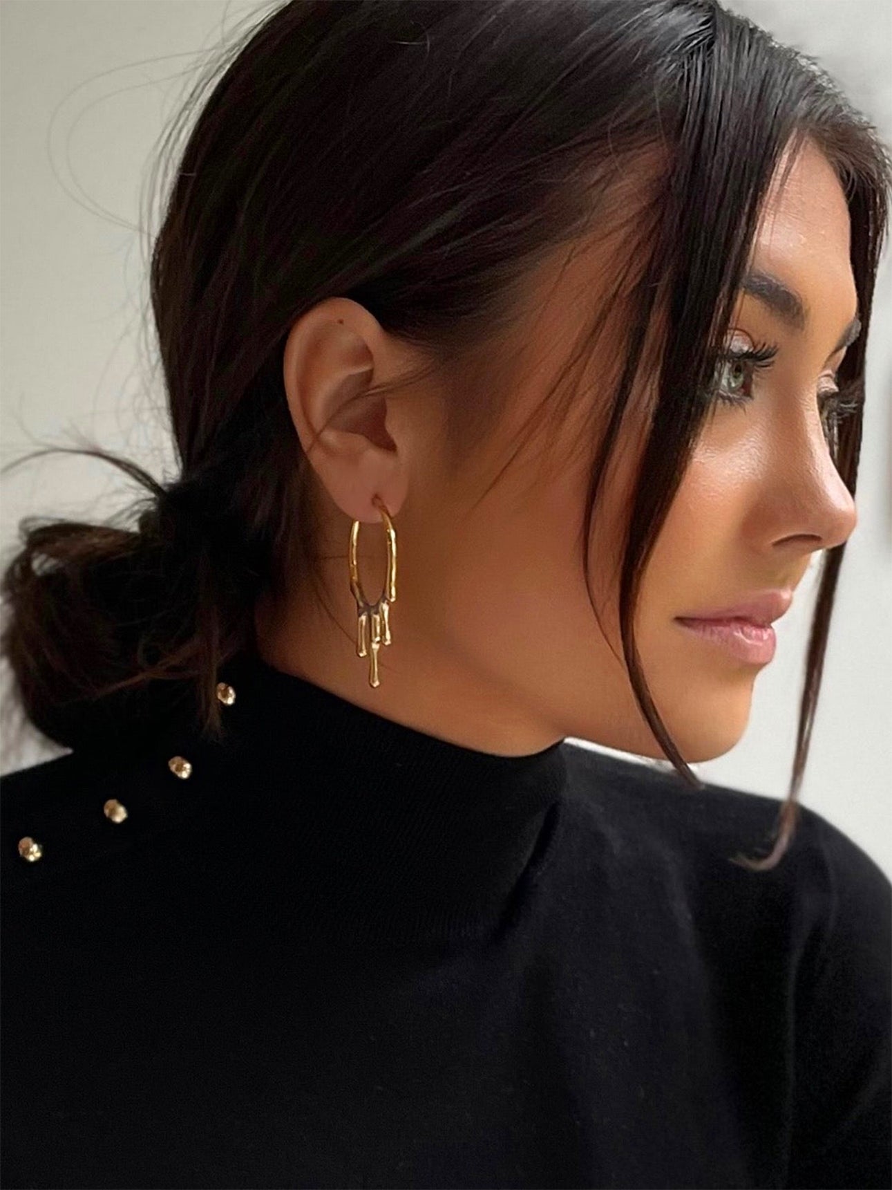 Gold Plated Drip Half Hoop Trendy Earrings