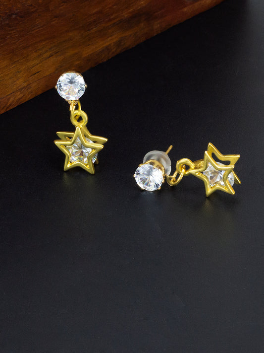 Gold Plated Star Drop Earrings