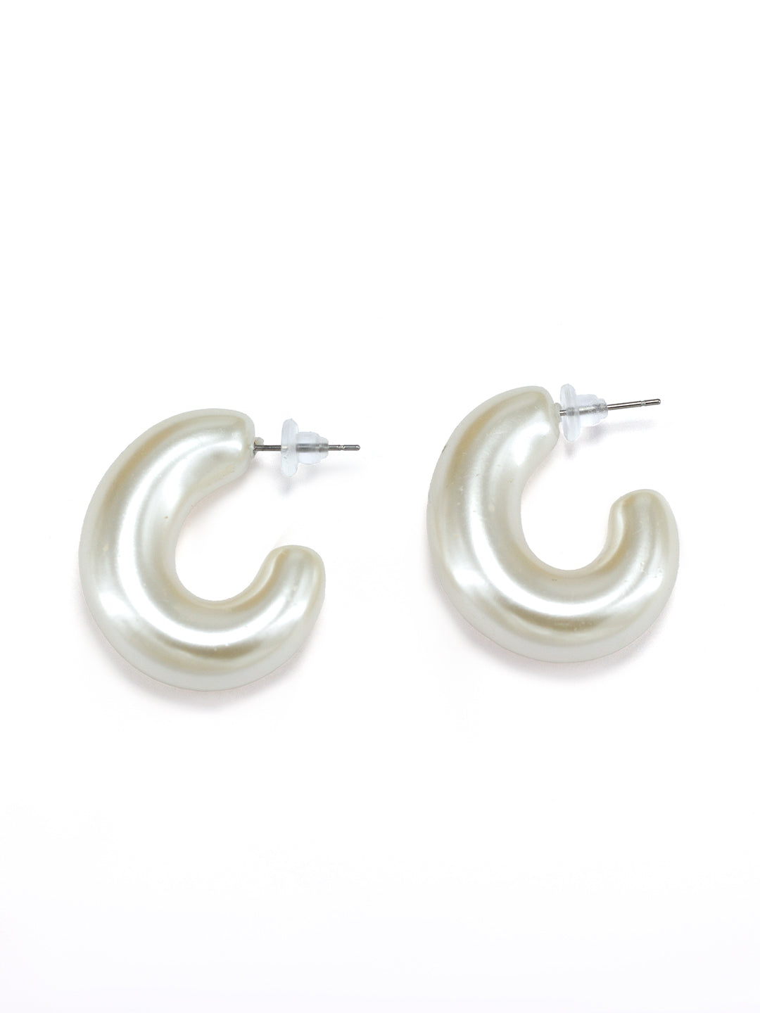 White Half Hoop Earrings