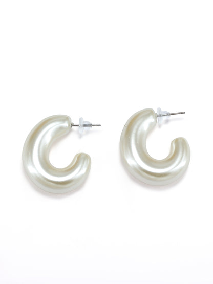 White Half Hoop Earrings