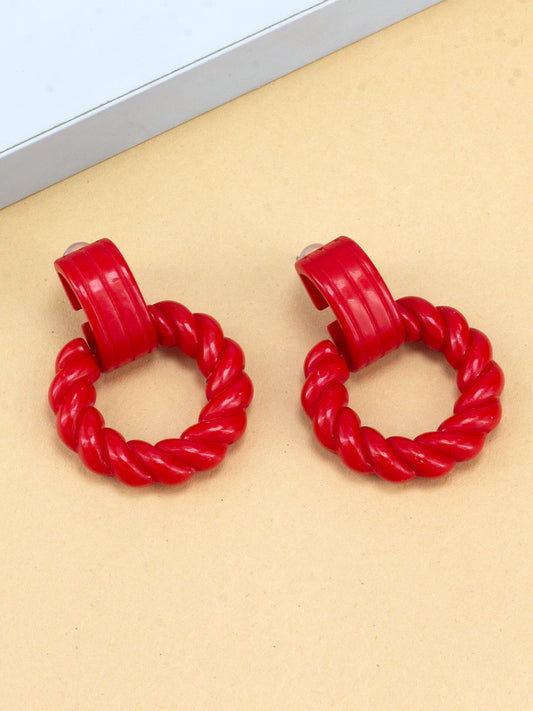 Red Dangle Drop Earrings