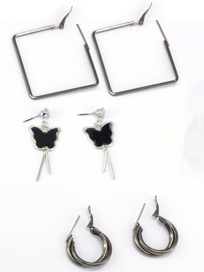 Pack of 4 Silver Plated Hoop & Drop Earrings