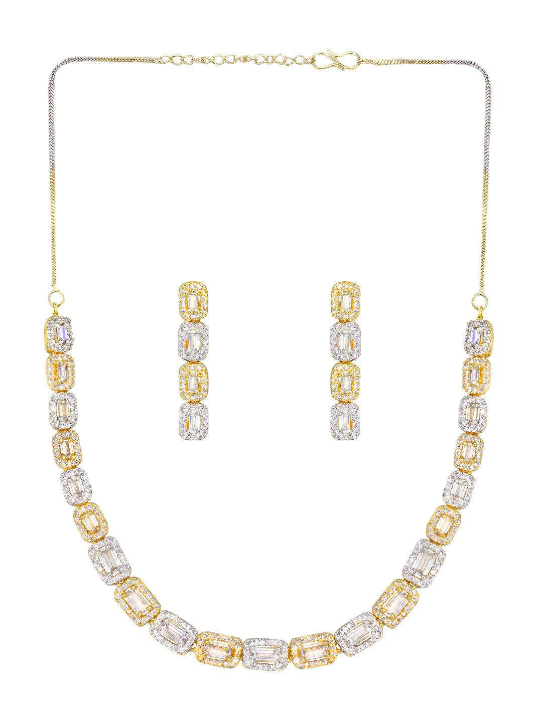 Gold Plated American Diamond Studded Jewellery Set