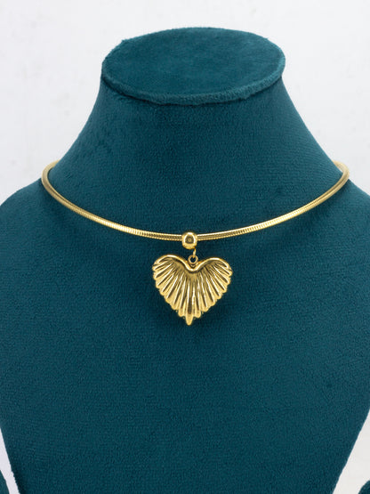 Stainless Steel Heart Hasli Choker Necklace | Trendy Anti Tarnish Gold Plated Choker Necklace