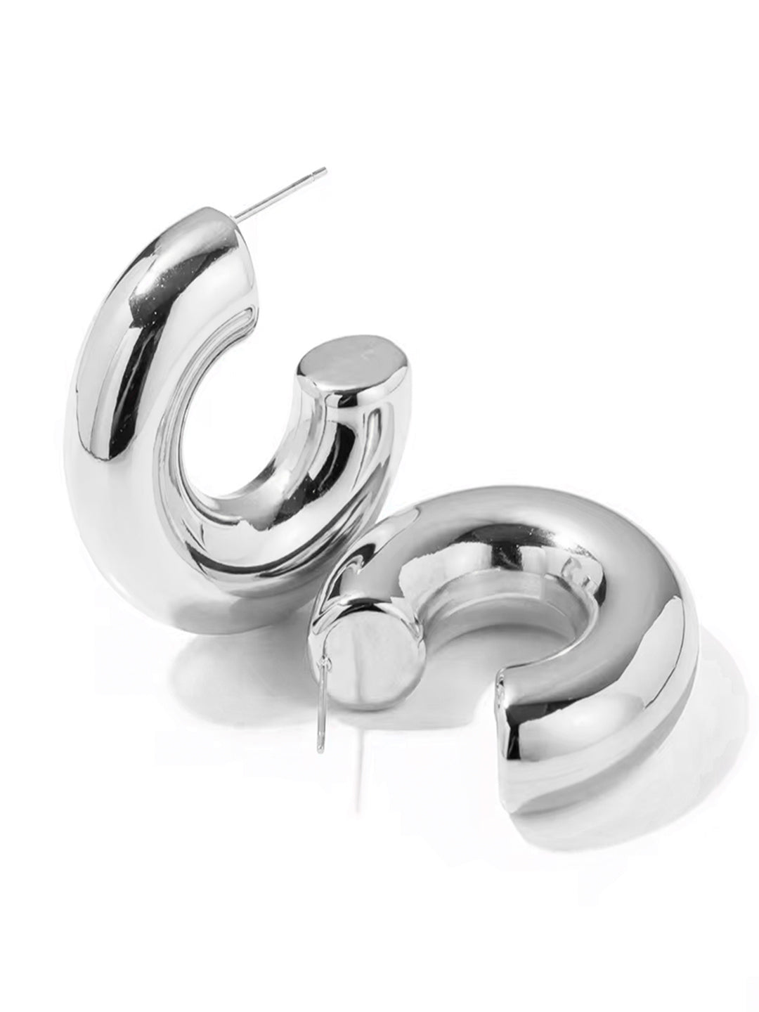 Silver Plated Half Hoop Earrings