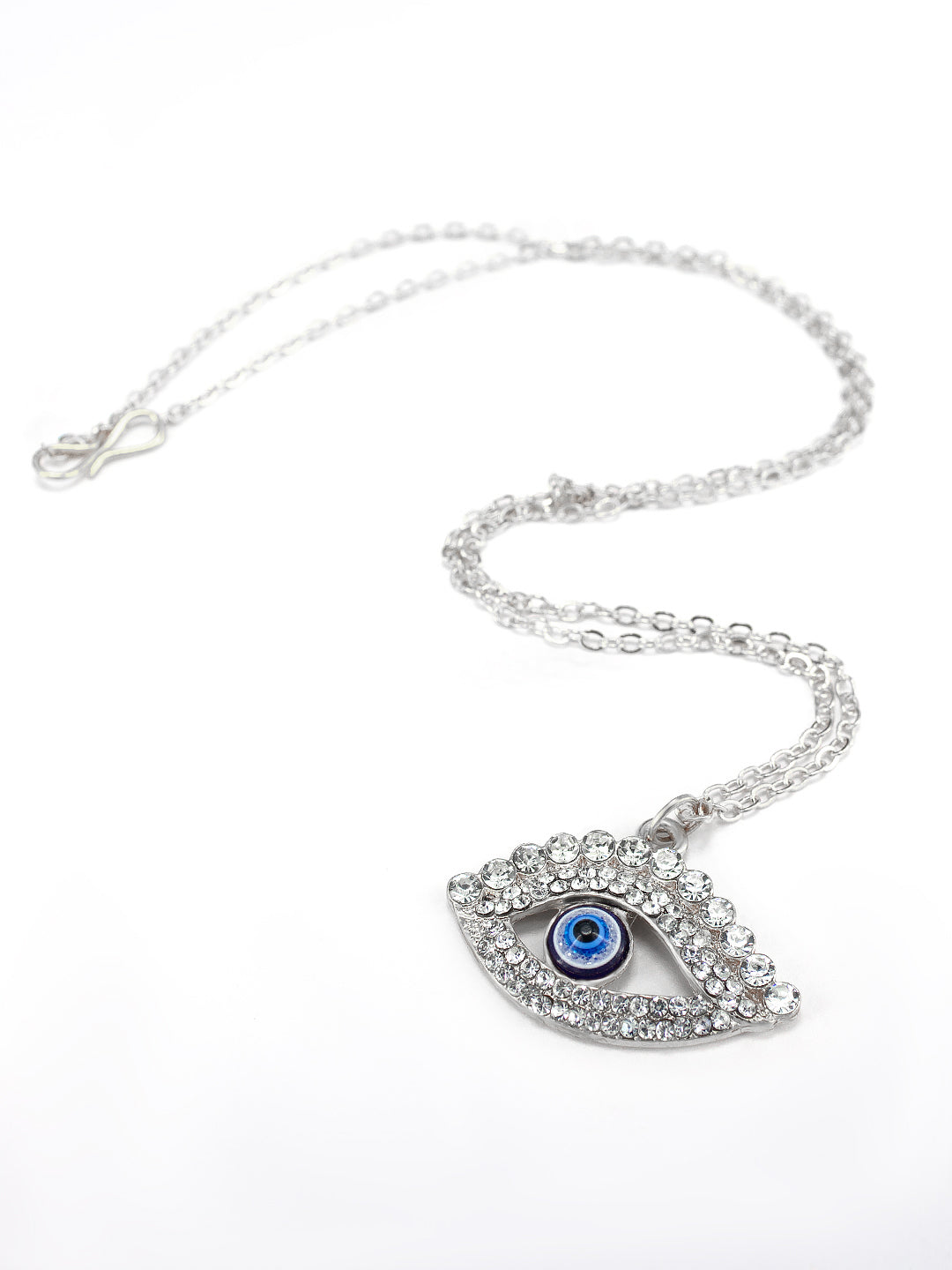 Silver Evil Eye Pendant with Chain